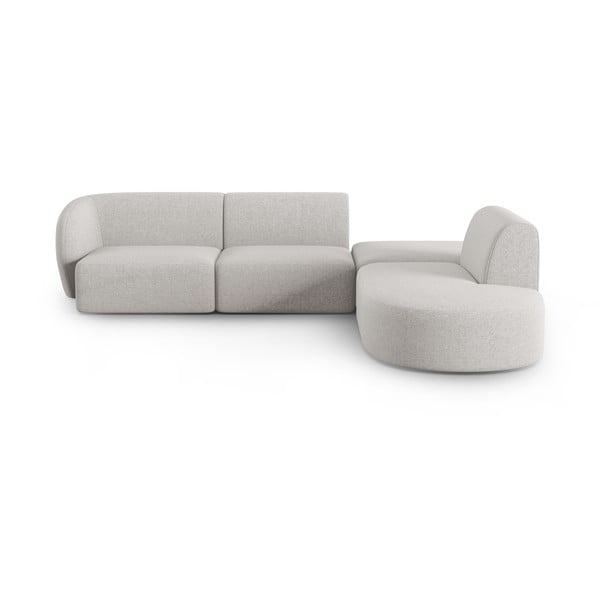 Šviesiai pilkos spalvos iš šenilinio audinio kampinė sofa (su dešiniuoju kampu/„L“ formos) Paolo – Milo Casa