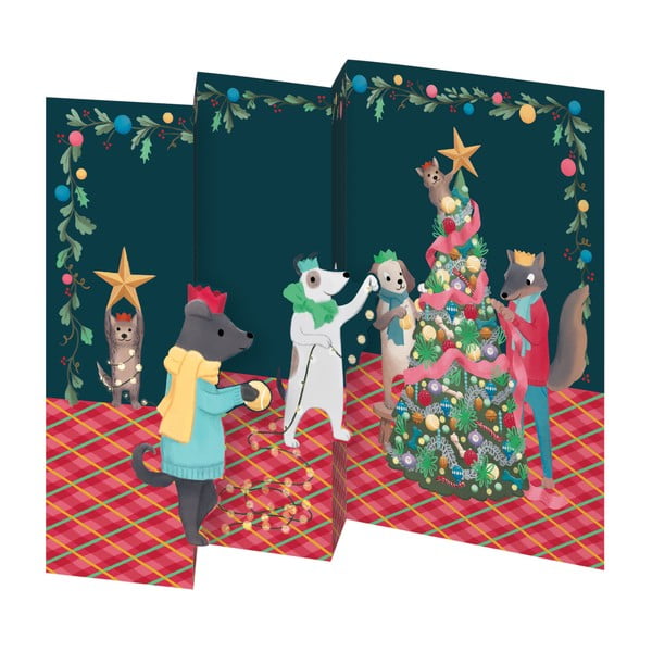 Sveikinimo atvirukai rinkinyje 5 vnt. su Kalėdų motyvu Animal Crackers  – Roger la Borde