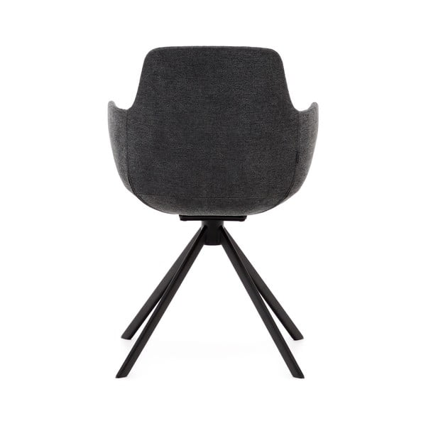 Tamsiai pilkos spalvos iš audinio valgomojo kėdžių komplektas su porankiais 2 vnt. Tissiana – Kave Home-image-3