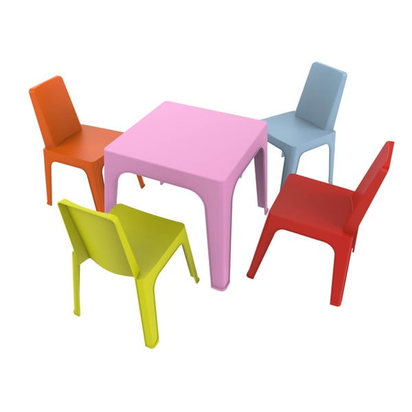 Vaikiškas sodo komplektas - 1 rožinis stalas ir 4 kėdės "Resol Julieta