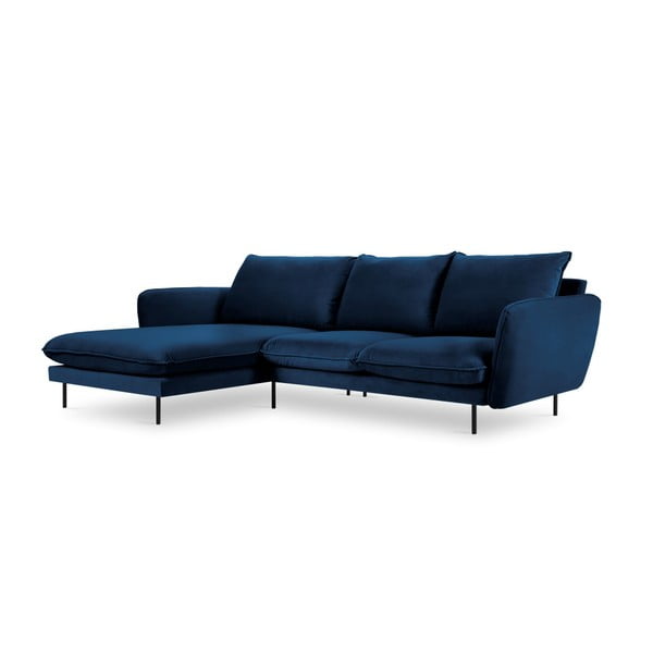 Mėlyna aksominė kampinė sofa Cosmopolitan Design Vienna, kairysis kampas-image-3