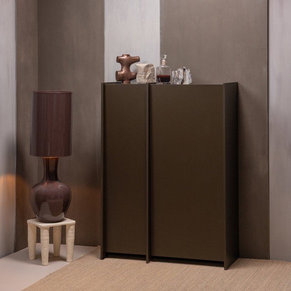 Tamsiai rudos spalvos spintelė iš uosio 102x140x44 cm Brock – WOOOD-image-1