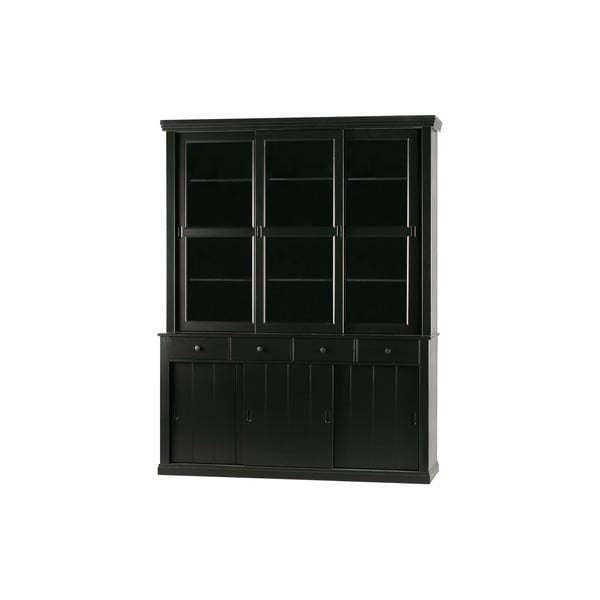 Vitrina juodos spalvos su stumdomomis durimis iš pušies masyvo 166x214 cm Lagos – WOOOD-image-2