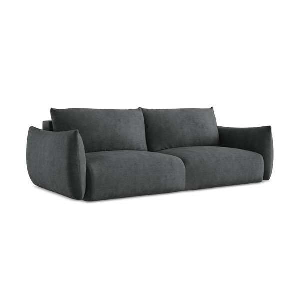 Tamsiai pilkos spalvos iš šenilinio audinio sulankstoma sofa 230 cm Leila – Makamii-image-3