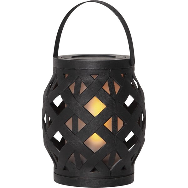 Juodas žibintas su liepsna Star Trading Flame Lantern, aukštis 16 cm