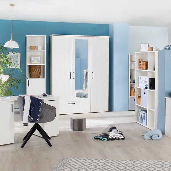 Vaikiška knygų spinta baltos spalvos 49x190 cm Sylt – Roba-image-2