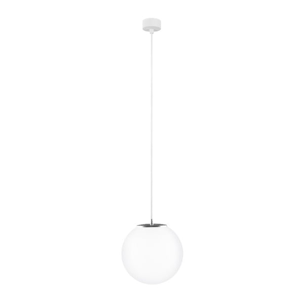 Baltas pakabinamas šviestuvas su baltu kabeliu ir sidabrinėmis detalėmis "Sotto Luce Tsuri", ⌀ 25 cm