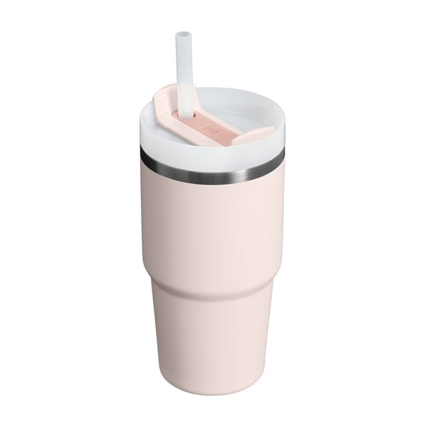 Šviesiai rožinės spalvos iš nerūdijančio plieno su šiaudeliu termosas 600 ml Quencher H2.0 FlowState Tumbler Rose Quartz – Stanley-image-1