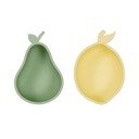 Geltonos spalvos/žalios spalvos iš silikonas vaikiški dubenys 2 vnt. Lemon & Pear – OYOY Mini
