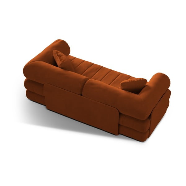 Terakotos spalvos iš velveto sulankstoma sofa 206 cm Kemi – Cosmopolitan Design-image-3