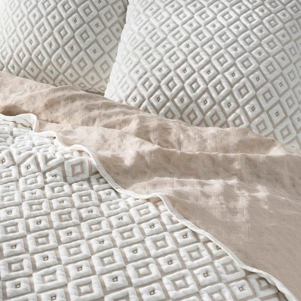 Baltos spalvos/smėlio spalvos iš Jersey audinio lovatiesės ir pagalvės užvalkalų rinkinys 240x260 cm Joana – douceur d'intérieur-image-1