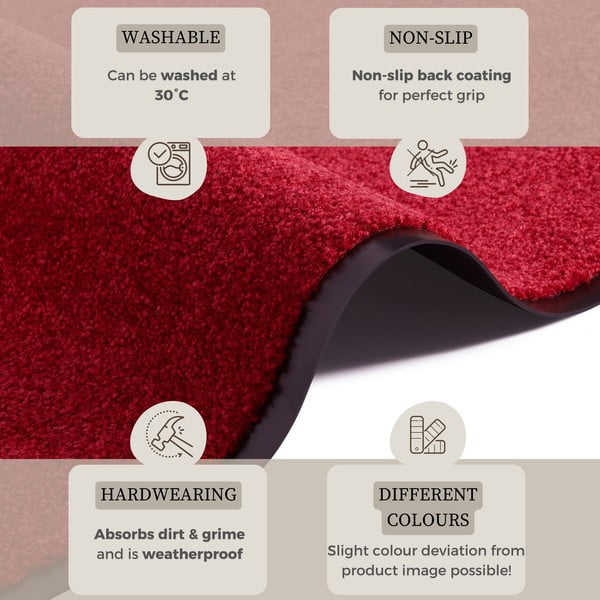Raudonas "Hanse Home Wash & Clean" kilimėlis, 39 x 58 cm-image-2
