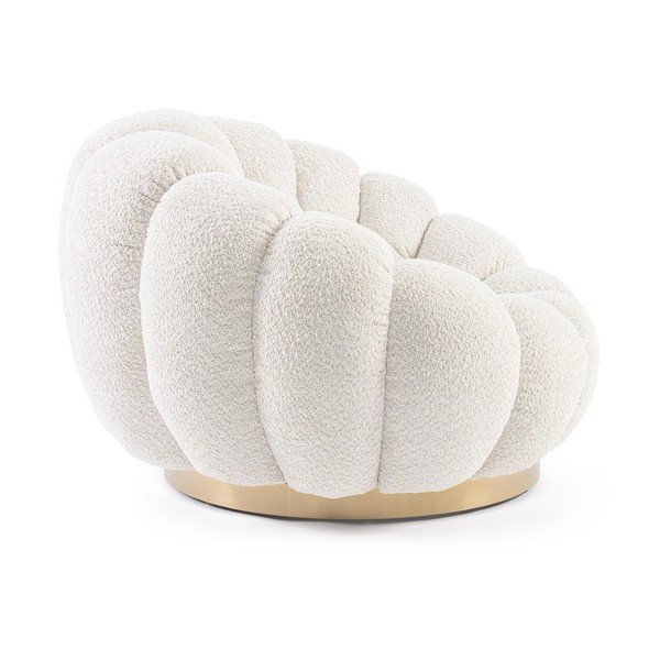 Kreminės spalvos pasukamas krėslas iš boucle Florel – Bizzotto-image-3