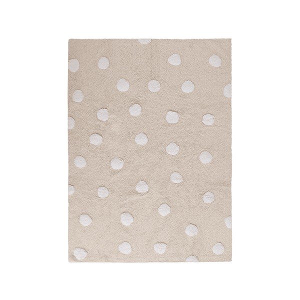 Skalbiamas/rankų darbo iš medvilnės vaikiškas kilimas smėlio spalvos 120x160 cm Polka Dots Beige – Lorena Canals