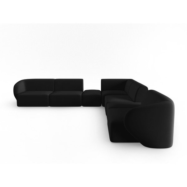 Juodos spalvos iš velveto kampinė sofa Paolo – Milo Casa-image-2