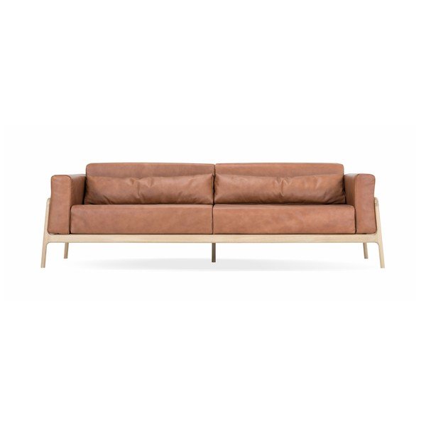 Ruda buivolo odos sofa su ąžuolo masyvo konstrukcija Gazzda Fawn, 240 cm