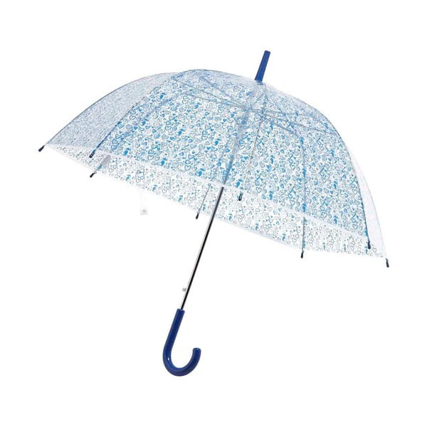 Skaidrus skėtis su mėlynos spalvos detalėmis "Birdcage Heart", ⌀ 99 cm