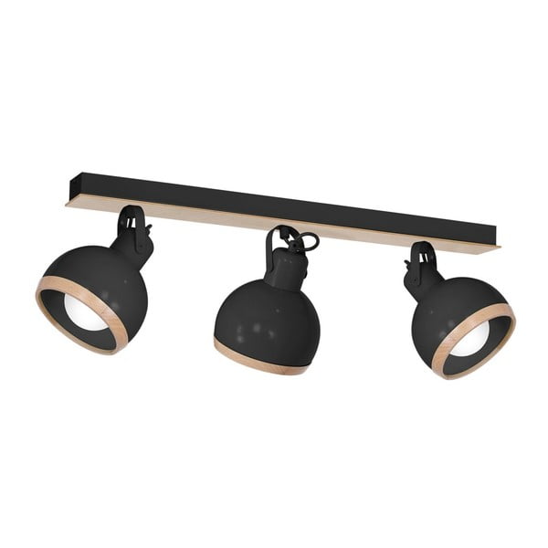 Juodas lubinis šviestuvas su medinėmis detalėmis Homemania Oval Tres
