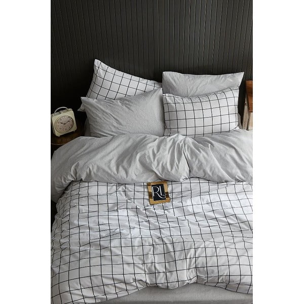 Dvigulė/itin ilga patalynė baltos spalvos su paklode/4 dalių 200x220 cm Geometric – Mila Home