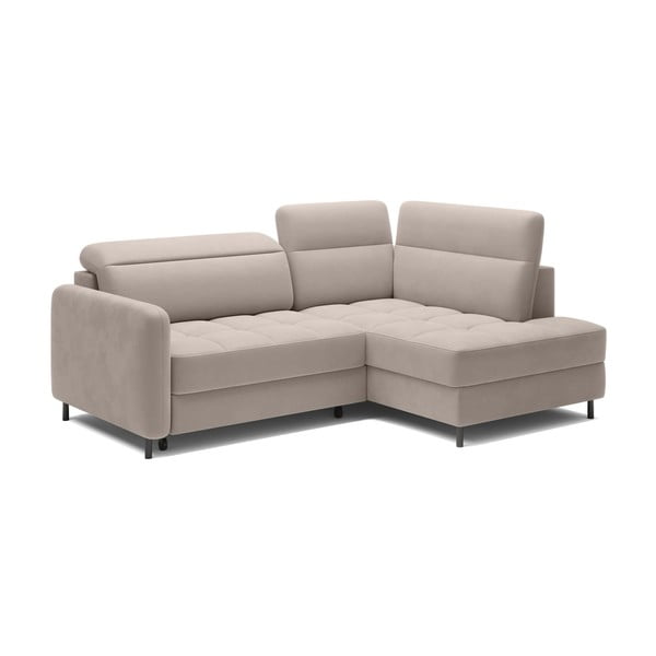 Šviesiai rudos spalvos iš velveto sulankstoma/su sandėliavimo vieta kampinė sofa (su dešiniuoju kampu/„L“ formos) Barea – ELTAP-image-2