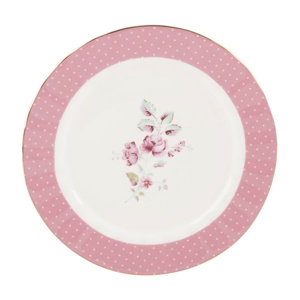 Rožinės ir baltos spalvos porcelianinė desertinė lėkštė Creative Tops Ditsy