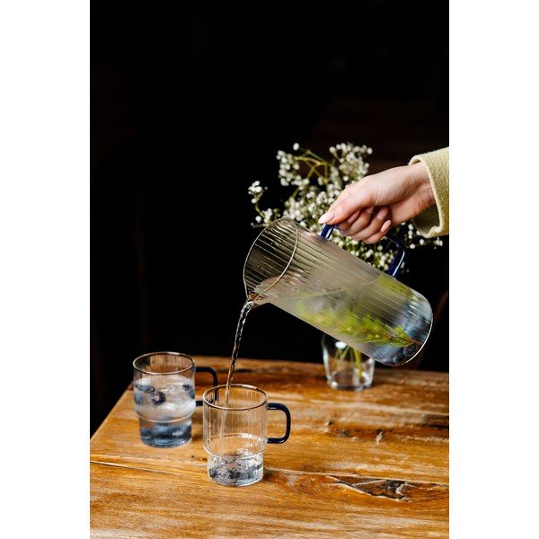 Mėlynos spalvos iš stiklo puodeliai 2 vnt. kapučino 350 ml Livio – Vialli Design-image-4