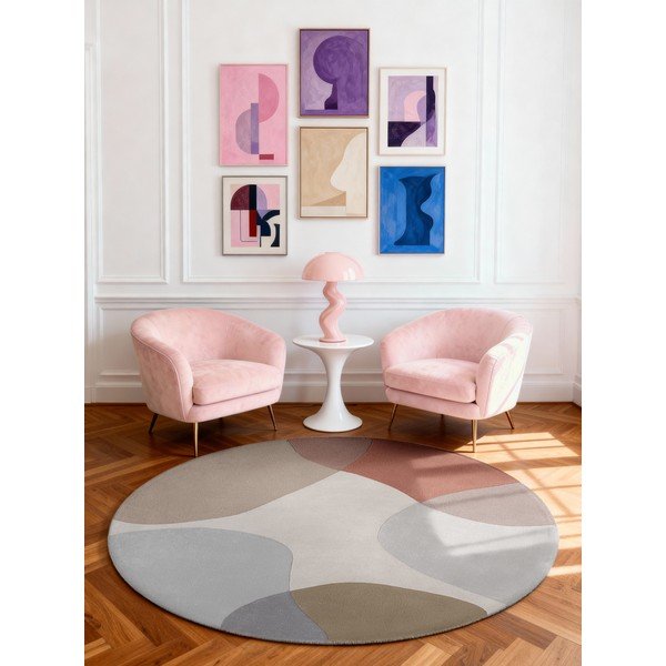 Rankų darbo smėlio spalvos iš vilnos apvalios formos kilimas ø 160 cm Hackney Clarissa – Ted Baker-image-1