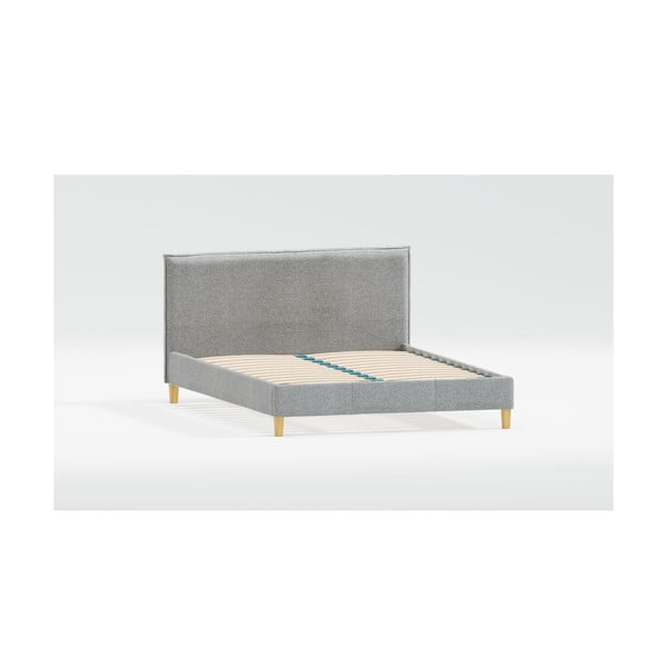 Dvigulė lova pilkos spalvos audiniu dengta su lovos grotelėmis 160x200 cm Tina – Ropez