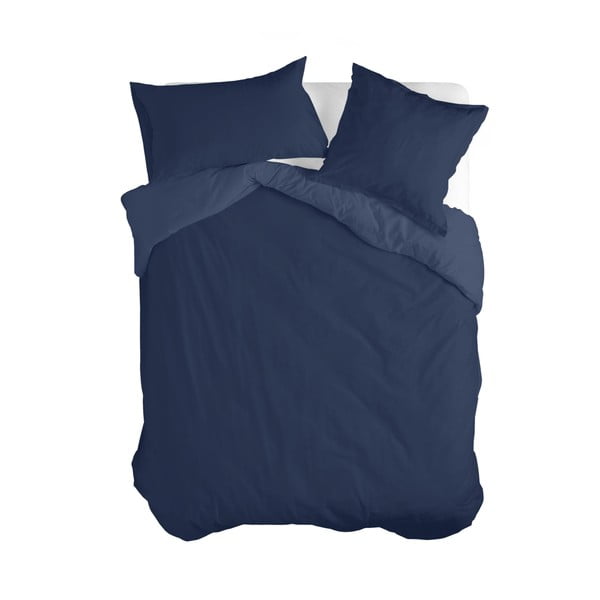 Tamsiai mėlynas medvilninis antklodės užvalkalas Happy Friday Basic, 200 x 200 cm