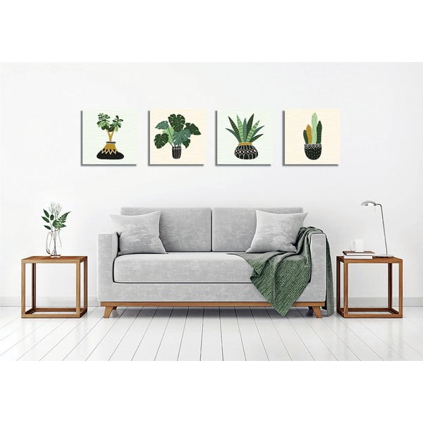 Paveikslai rinkinyje po 4 vnt. 30x30 cm Plants - Wallity-image-2