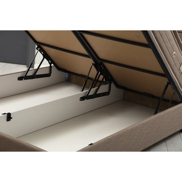 Viengulė lova rudos spalvos audiniu dengta su sandėliavimo vieta su lovos grotelėmis 120x200 cm Orina – Kalune Design-image-1