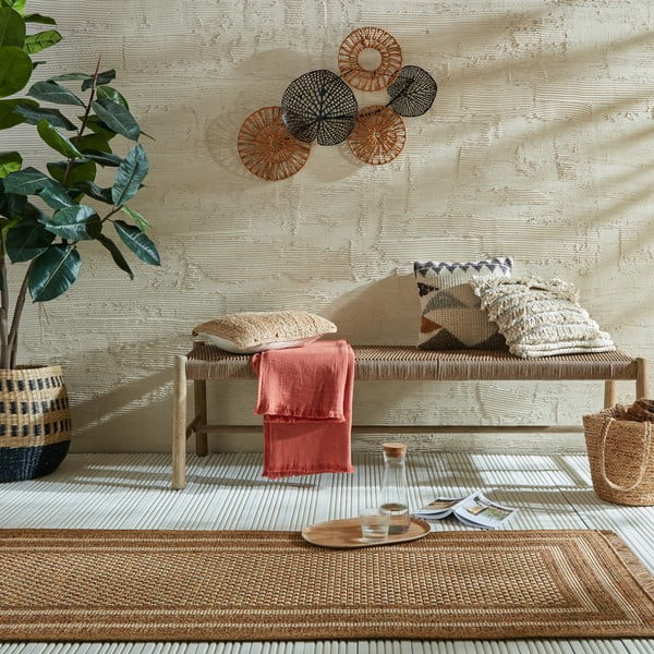 Lauko kilimas natūralios spalvos 80x230 cm Layla Border – Flair Rugs-image-1