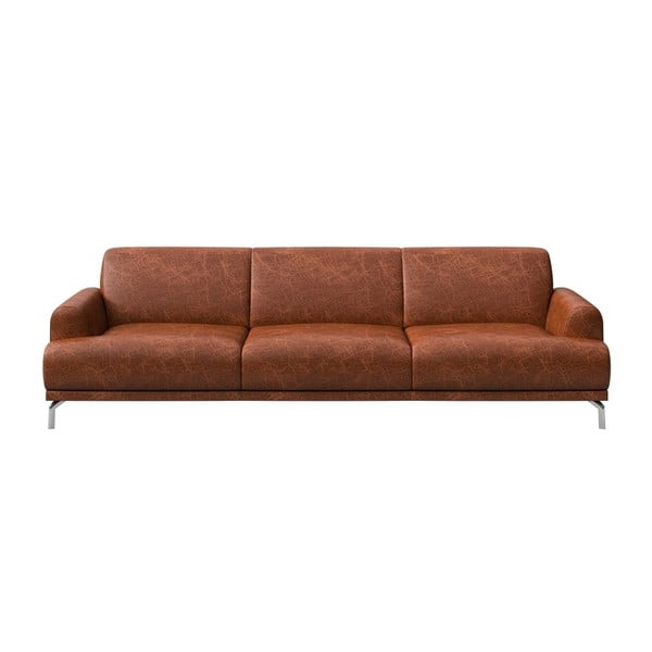 Raudonai ruda odinė sofa MESONICA Puzo, 240 cm