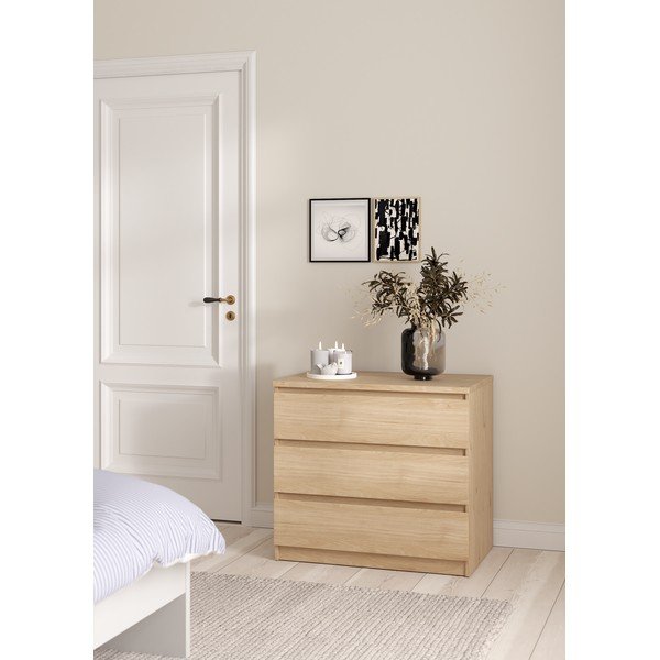 Natūralios spalvos šoninė spintelė iš ąžuolo 77x70x50 cm Naia – Tvilum-image-1
