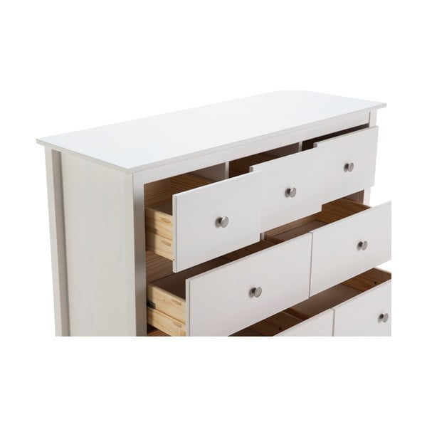 Iš pušies masyvo žema šoninė spintelė baltos spalvos 110x80 cm Berna – Marckeric-image-4