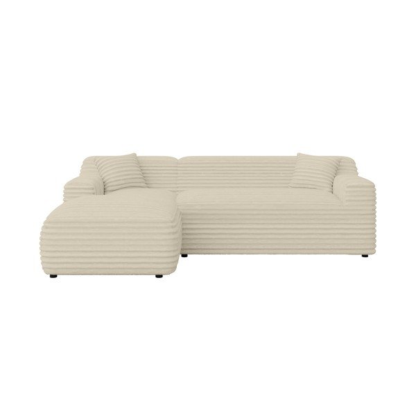 Smėlio spalvos iš kordinio velveto kampinė sofa (su kairiuoju kampu/su gultu) Martin – Ropez