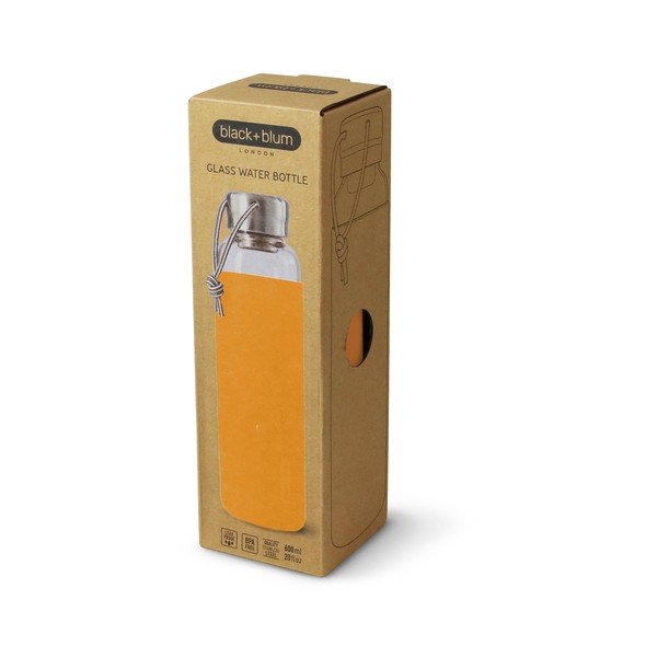 Stiklinis vandens buteliukas su oranžine silikonine įmaute Black + Blum G-Bottle, 600 ml-image-2