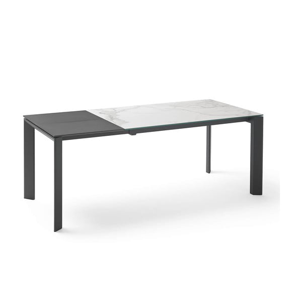Pilkos ir juodos spalvų sulankstomas valgomojo stalas su staltiese "Lisa Blanco", ilgis 140/200 cm