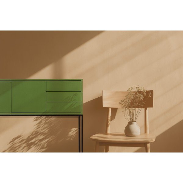 Žema šoninė spintelė žalios spalvos 113x88,5 cm Scott – Really Nice Things-image-1