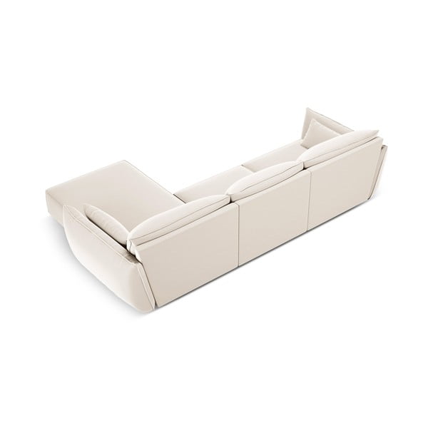 Smėlio spalvos iš velveto kampinė sofa (su dešiniuoju kampu/su gultu) Vanda – Mazzini Sofas-image-3