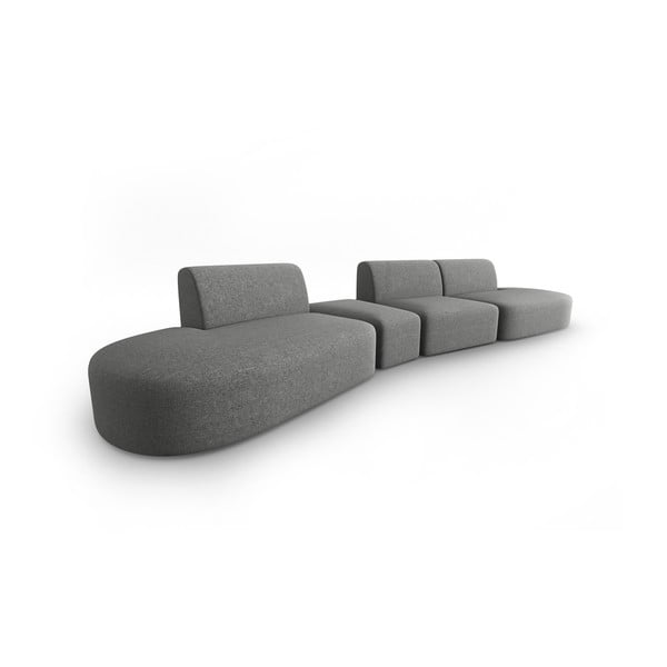 Pilkos spalvos iš šenilinio audinio sofa su kairiuoju kampu 428 cm Paolo – Milo Casa-image-2
