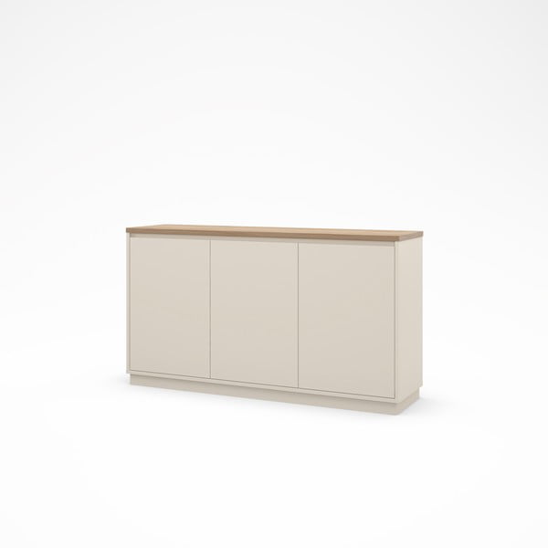 Smėlio spalvos šoninė spintelė iš ąžuolo 152x84x40 cm Loreta – Marckeric-image-3