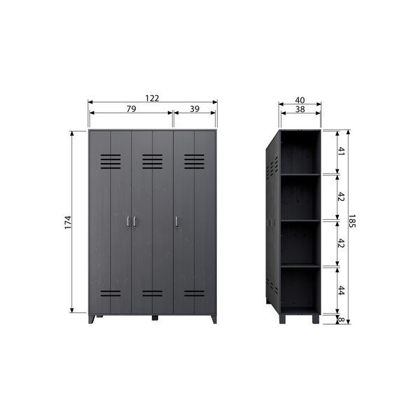 Tamsiai pilka drabužių spinta vtwonen Locker-image-2