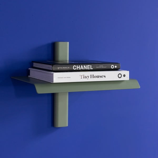 Pilkai žalios spalvos iš metalo sieninė lentyna 28 cm Hola – Spinder Design-image-1