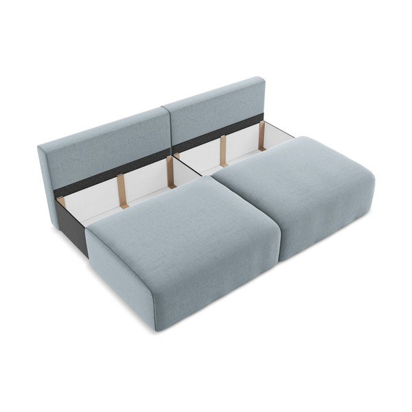 Mėlynos spalvos sulankstoma/su sandėliavimo vieta sofa iš velveto 216 cm Kalena – Makamii-image-4