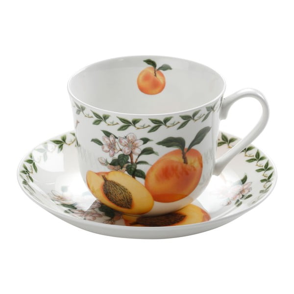 "Maxwell & Williams Peach" kaulinio porceliano puodelis ir lėkštutė, 450 ml