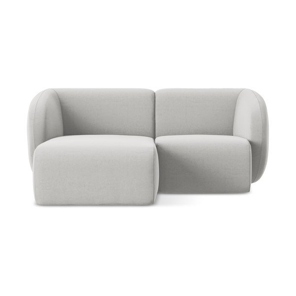 Šviesiai pilkos spalvos kampinė sofa iš velveto (su kairiuoju kampu/su gultu) Lani – Makamii