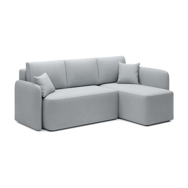 Šviesiai pilkos spalvos iš velveto sulankstoma/su sandėliavimo vieta kampinė sofa (su dešiniuoju kampu/su gultu) Hadson – ELTAP-image-2
