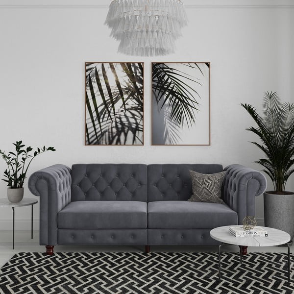 Iš velveto sulankstoma sofa tamsiai pilkos spalvos 236 cm Felix – Støraa-image-4