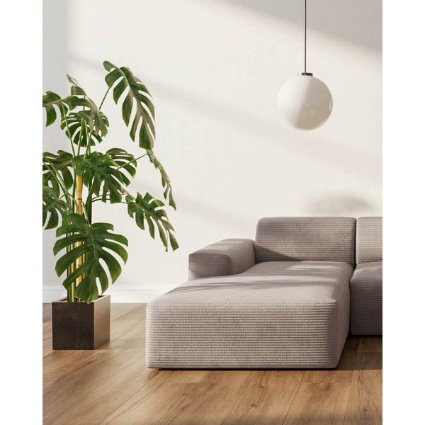 Sulankstoma kampinė sofa smėlio spalvos iš kordinio velveto (su kairiuoju kampu) Fluvio – MESONICA-image-4